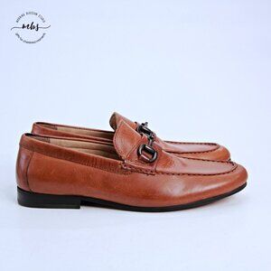 Steve Madden P-Perfect Leather Horse Bit Slip On Loafers Cognac Brown 8.5